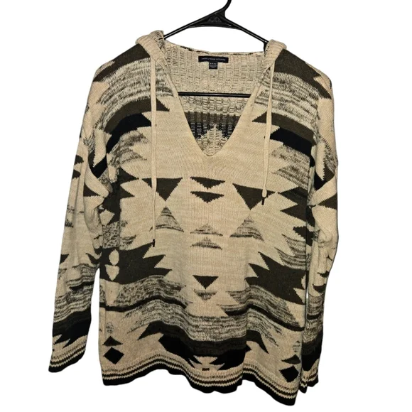 American Eagle Outfitters hooded knit Sweater, Size Small, Tribal Aztec - Picture 1 of 8